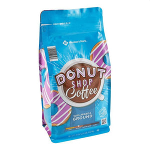 DONUT SHOP COFFEE 1.13 KGS; bolsa azul con dibujos coloridos de donas