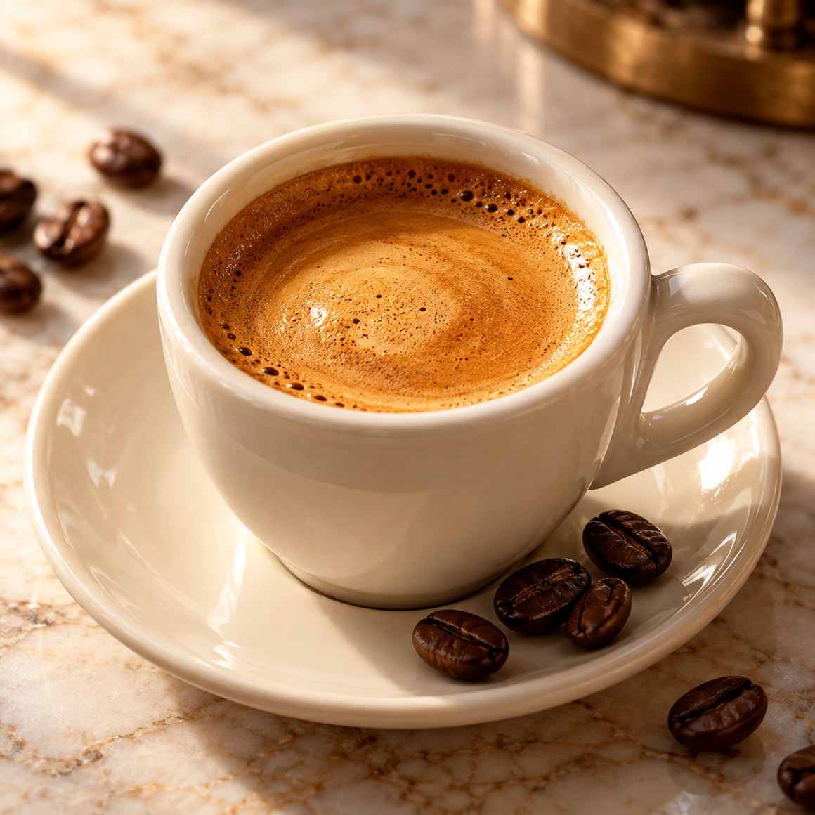 Café Cremoso para espresso en taza visto desde arriba