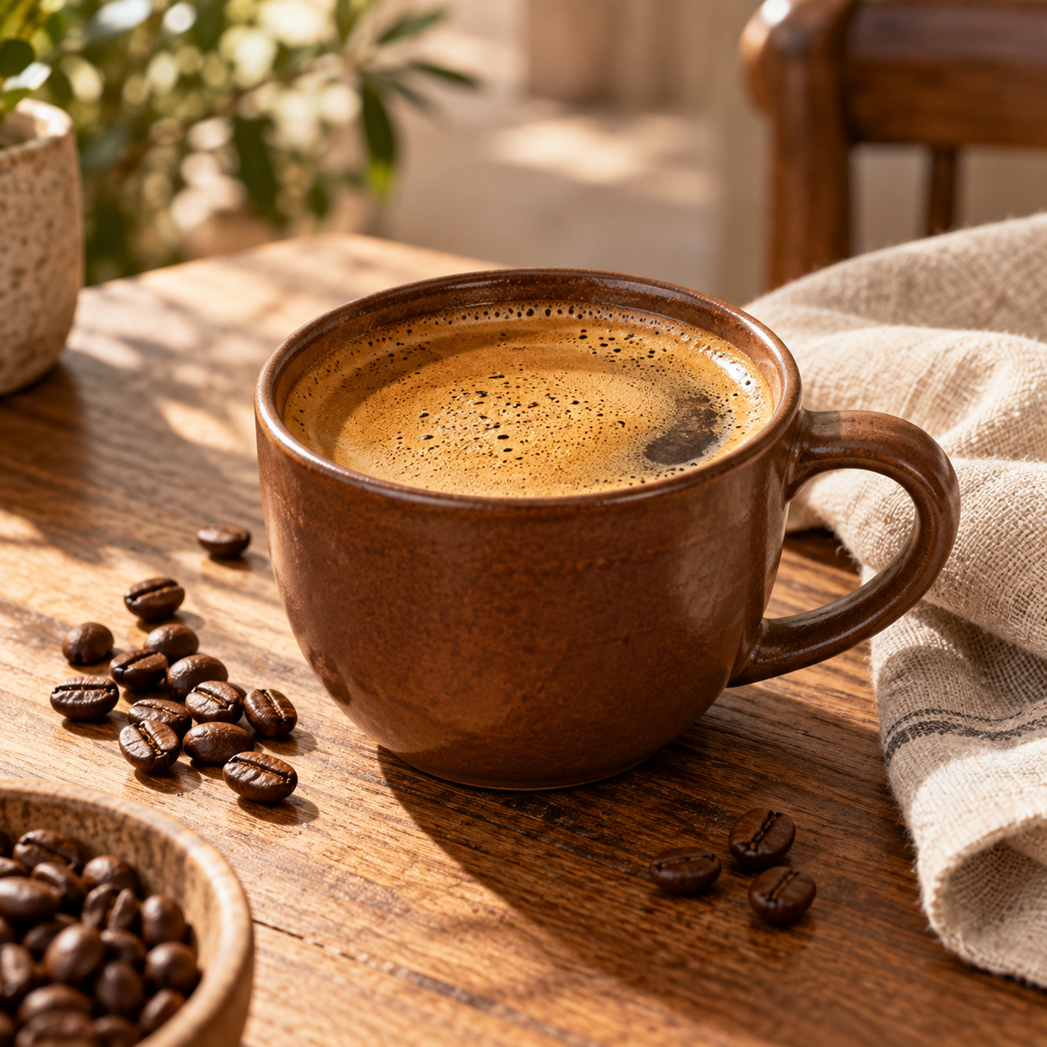 Café Equilibrado en taza visto desde arriba
