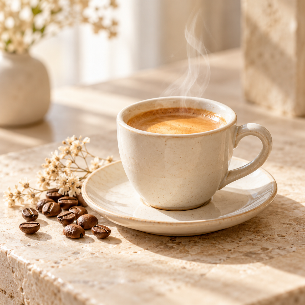 Café Suave y aromático en taza visto desde arriba