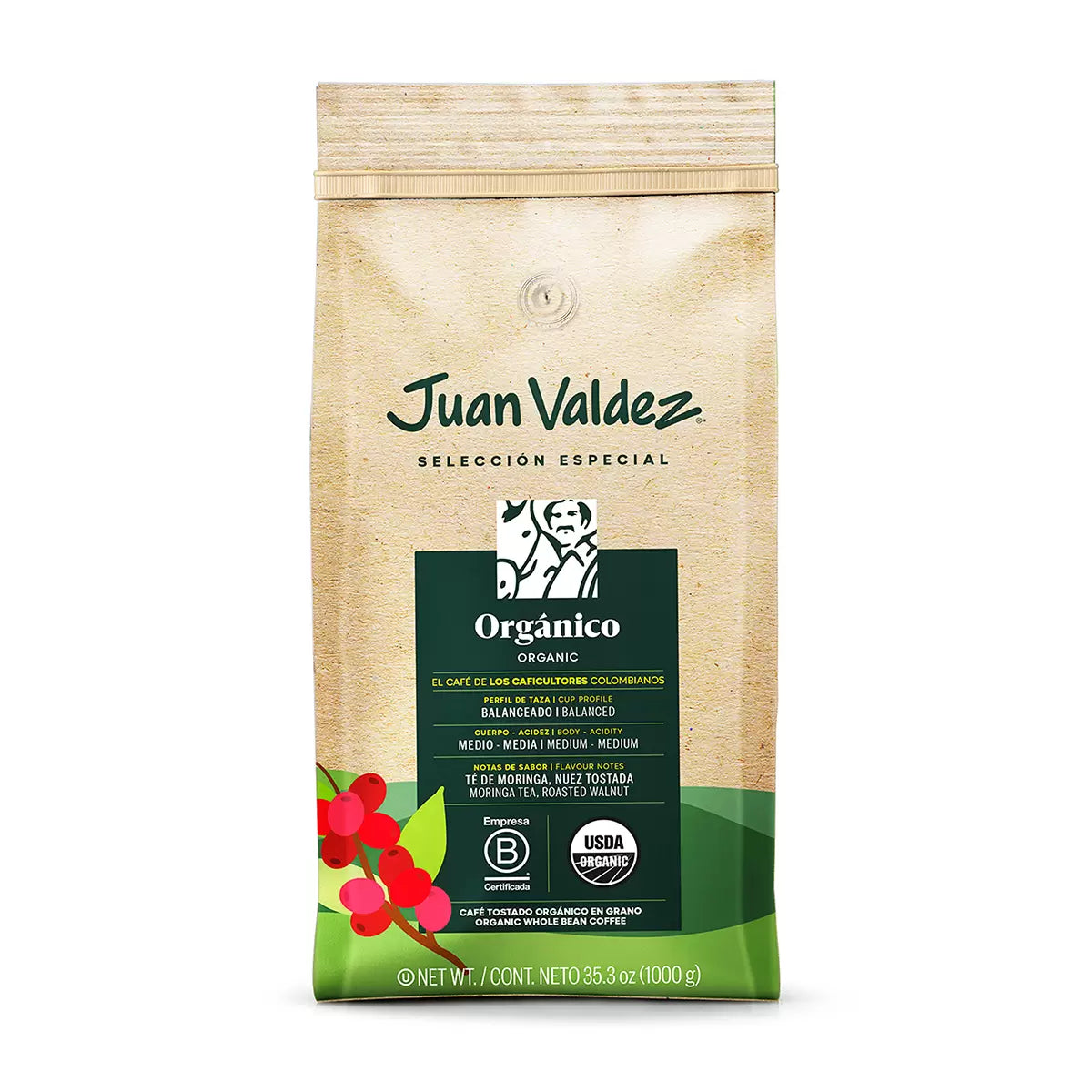 Juan Valdez Café Orgánico en grano 1 Kg