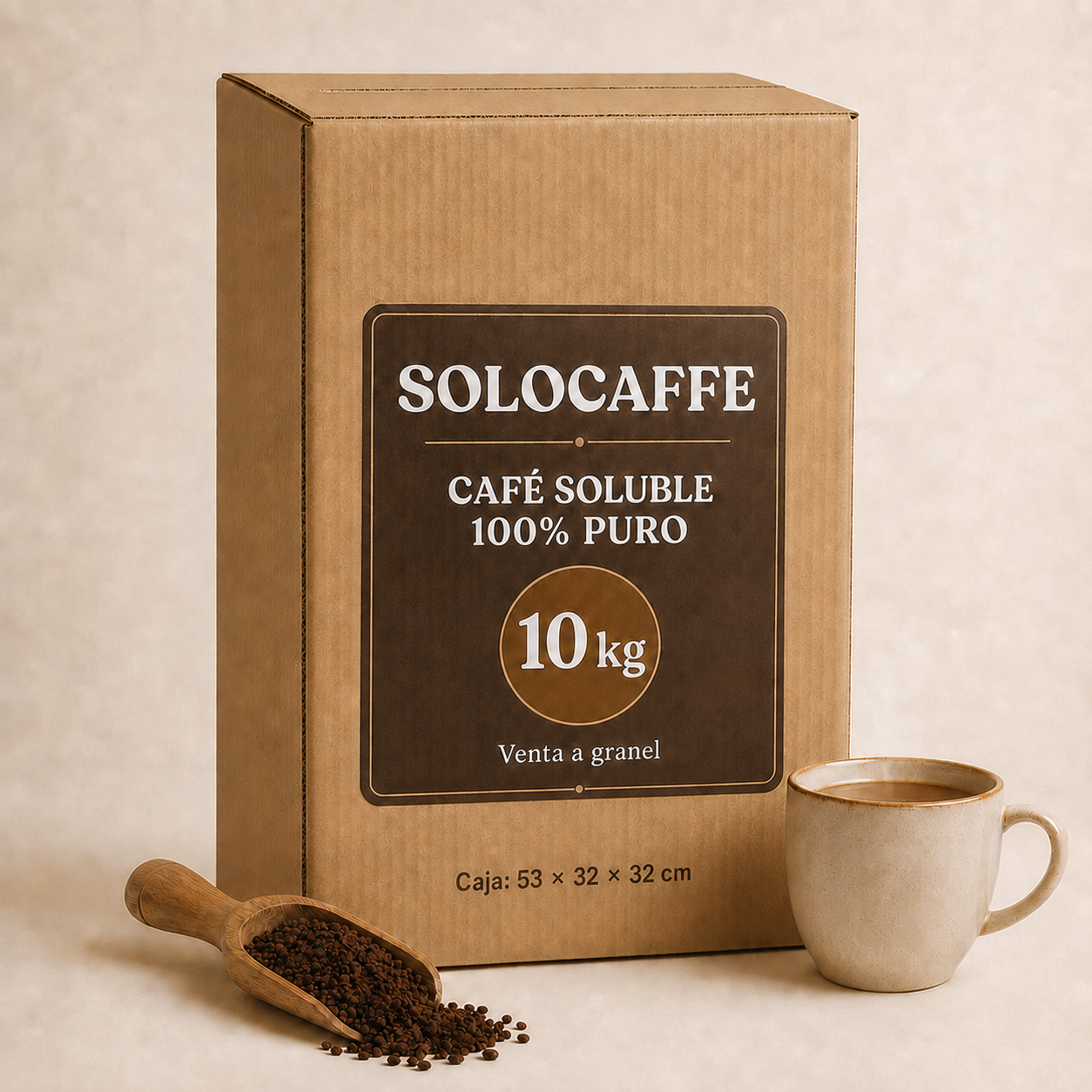 Caja de café soluble 100% puro aglomerado Solocaffe de 10 kg