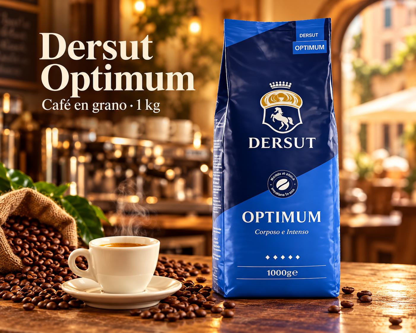 Dersut Optimum café en grano 1 kg — visual creativo
