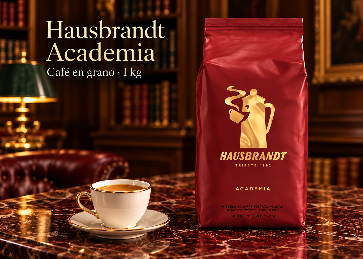 Hausbrandt Academia café en grano 1 kg — diseño italiano