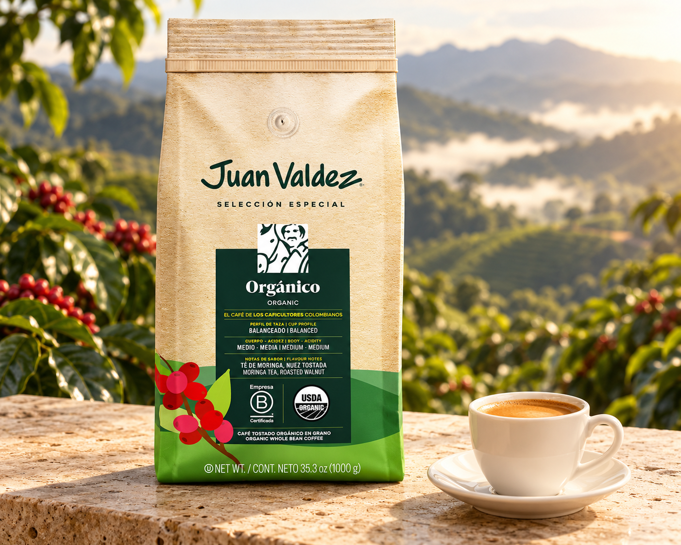 Juan Valdez Café Orgánico en grano 1 Kg — fotografía creativa