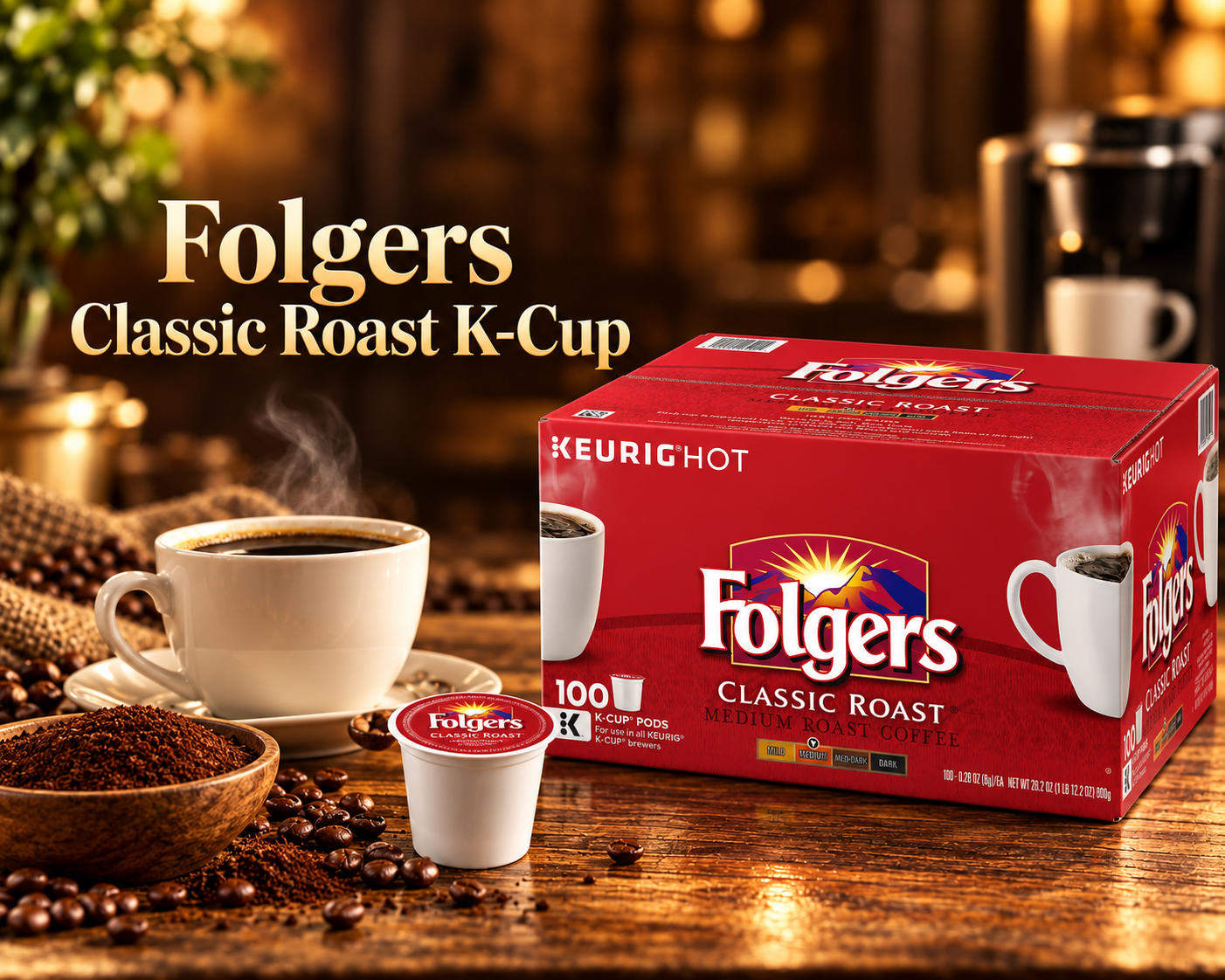 Folgers Classic Roast K-Cup – 100 Cápsulas de Café para Keurig — fotografía de producto