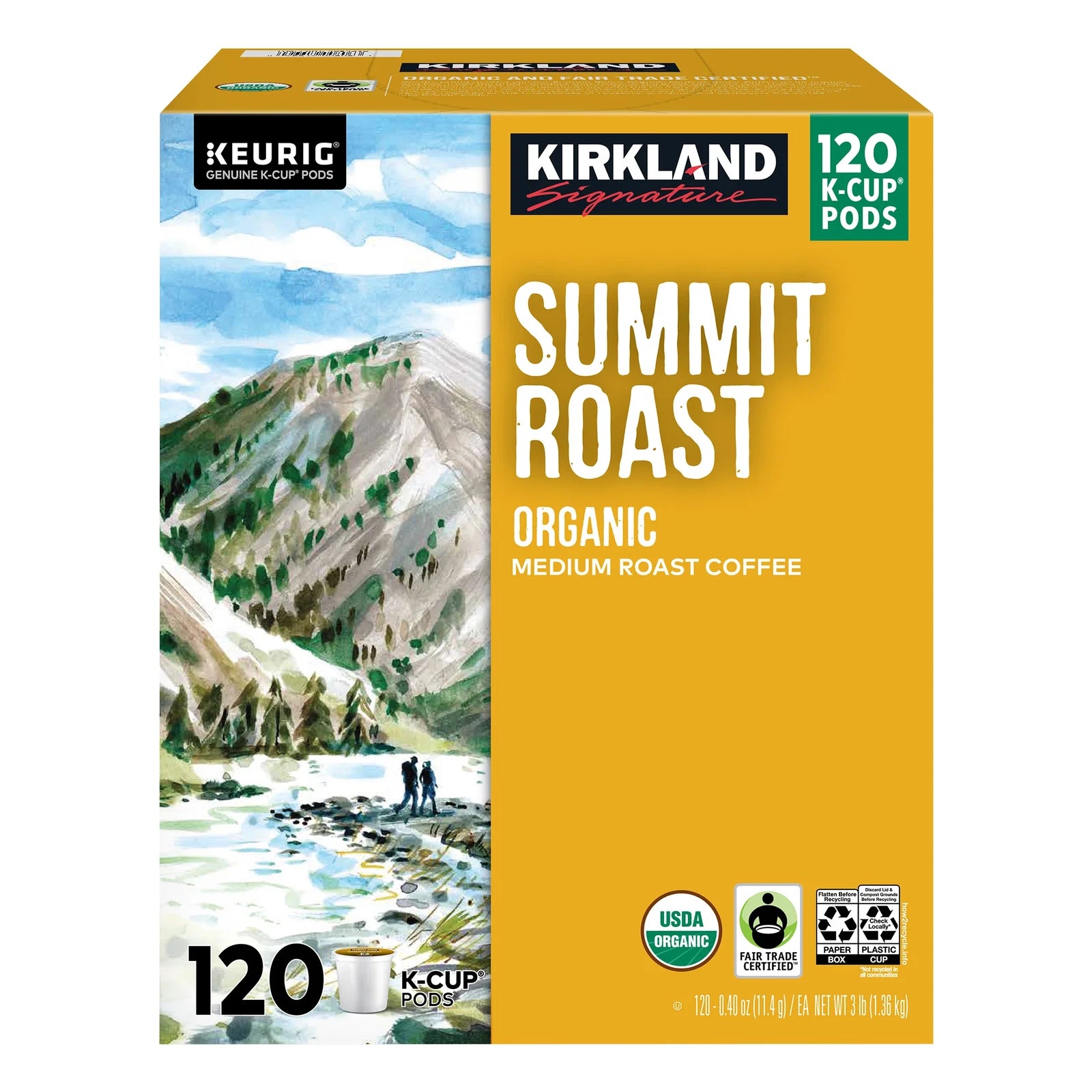 Kirkland Signature Summit Roast Organico K-Cup 120 cápsulas compatibles con Keurig