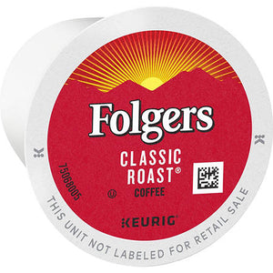 KEURIG FOLGERS ;caja de cafe roja con un sol