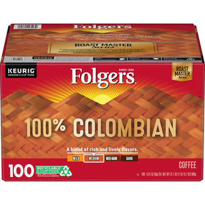 KEURIG FOLGERS COLOMBIAN; caja de cafe roja