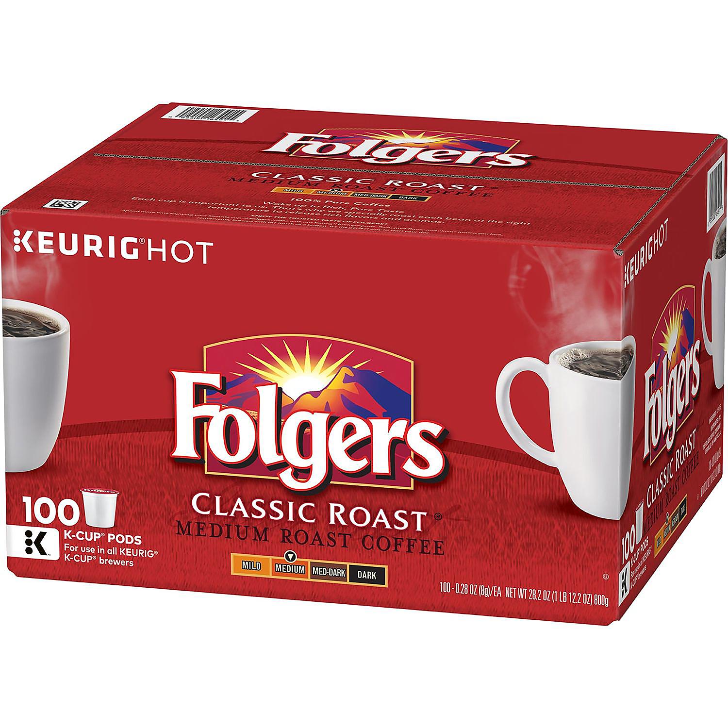 Folgers Classic Roast K-Cup caja con 100 cápsulas de café para Keurig